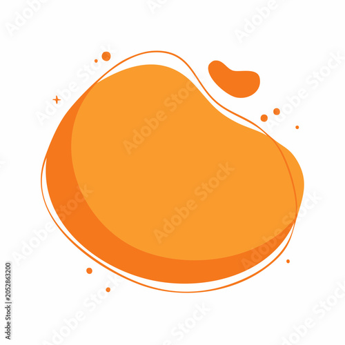 Abstract orange blob shape with outline and dots