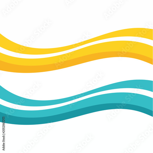 Abstract Wavy Stripes in Yellow and Teal