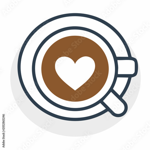 Coffee Cup with Heart Latte Art