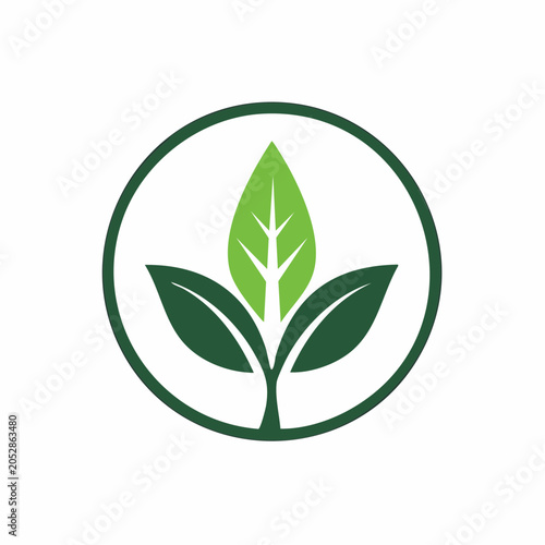 Green leaf sprout icon in circle