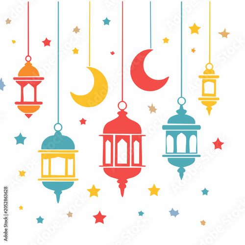 Ramadan Lanterns and Crescent Moons Decoration