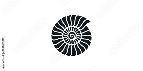 Ammonite Fossil Spiral Icon Design