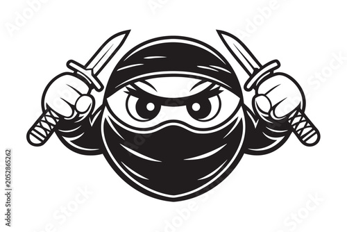 Foto Professional Ninja Warrior Vector Artwork Featuring Dual Daggers and Action Stan