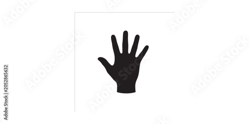 Black Hand Silhouette Icon with Spread Fingers