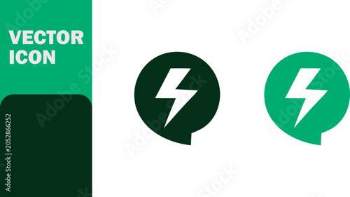 Green lightning bolt icons for energy and technology
