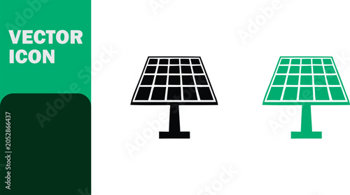 Solar panel vector icon for renewable energy concepts