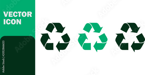 Green recycling symbol vector icons for eco friendly designs