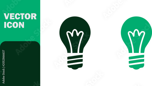 Green light bulb vector icon for innovation concept