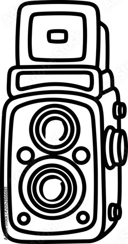 Foto Retro Twin Lens Reflex Camera Line Art Icon