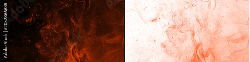 Canvastavla Abstract dark orange fiery smoke and flying embers isolated on transparent background for motion graphic design