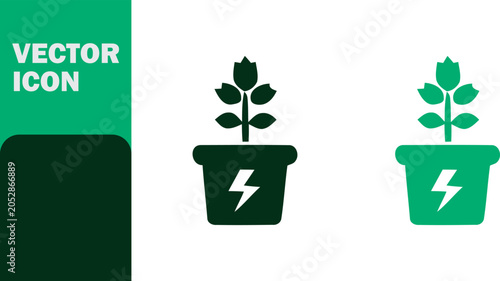 Electric plant growth vector icon for eco friendly projects