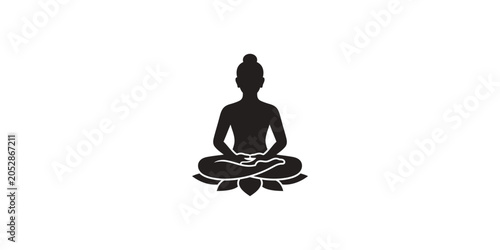 Meditation Silhouette on Lotus Flower