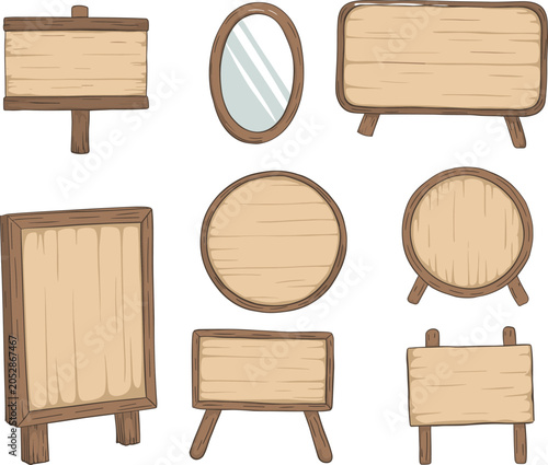 Fotografía Collection of eight rustic wooden signs and boards with handcrafted textures, ci