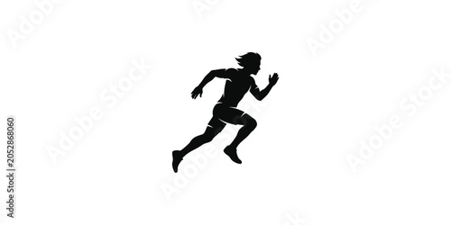 Athlete Running Silhouette Isolated on White