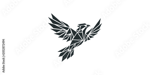 Geometric Flying Bird Low Poly Vector Art Illustration