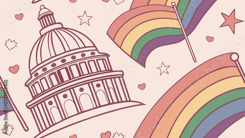Pride Month Processing Screen with Rainbow Progress Bar and Blue UI Background