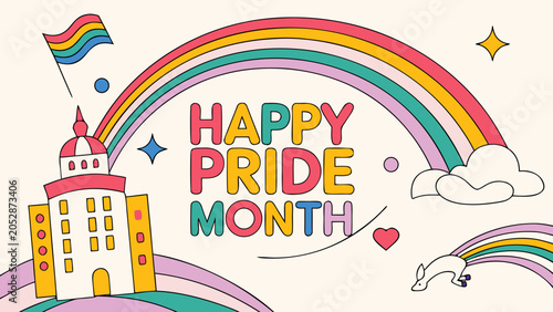 Pride Month Processing Screen with Rainbow Progress Bar and Blue UI Background