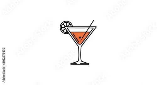 Orange cocktail in martini glass with citrus garnish