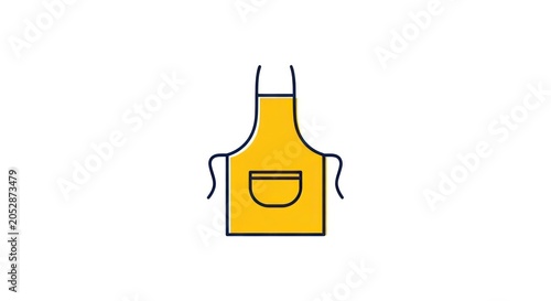 Yellow cooking apron with front pocket illustration