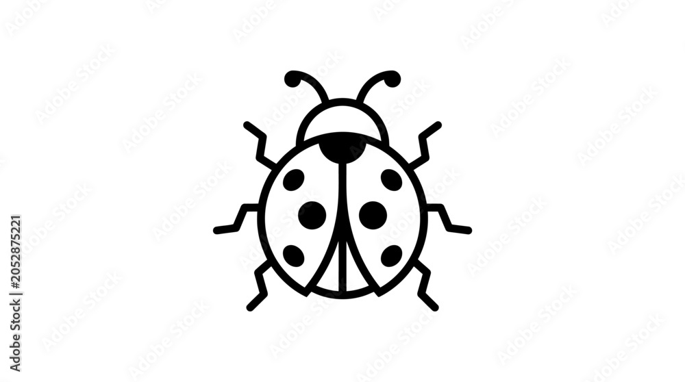Naklejka premium Simple black outline of a ladybug on a white background
