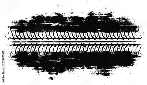 Fotografie Grunge tire track imprint texture, distressed vehicle tread marks and dirty road