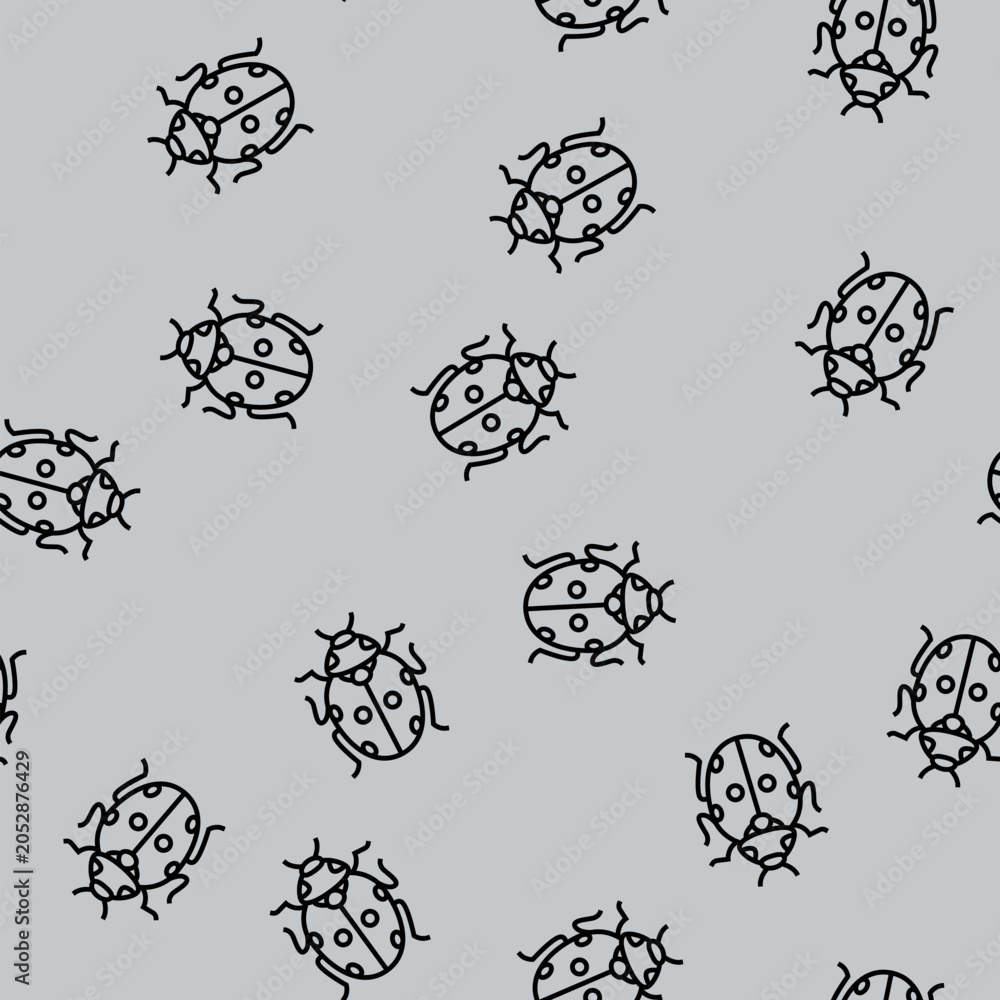 Obraz premium ladybug bug vector line seamless pattern ladybug bug sign illustration