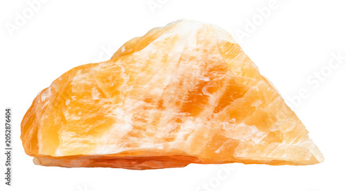 Bild auf Leinwand natural piece of orange calcite rock cutout on white background