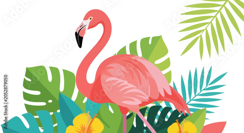 Bild auf Leinwand Pink Flamingo Bird Standing Alone.