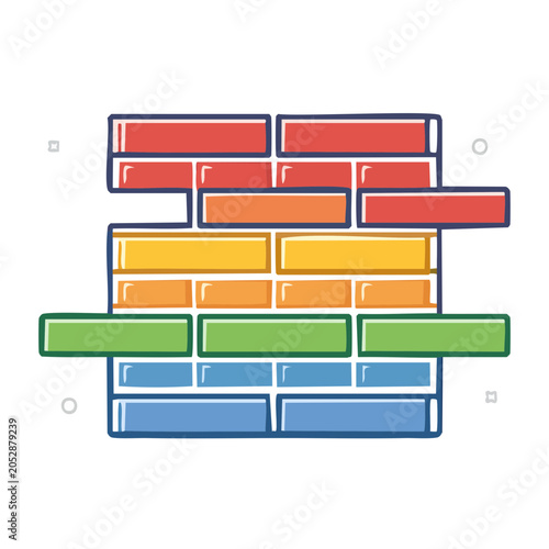 Colorful brick wall flat design illustration