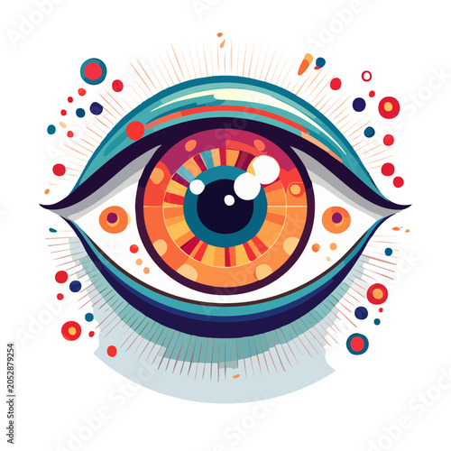 Colorful eye illustration with vibrant patterns