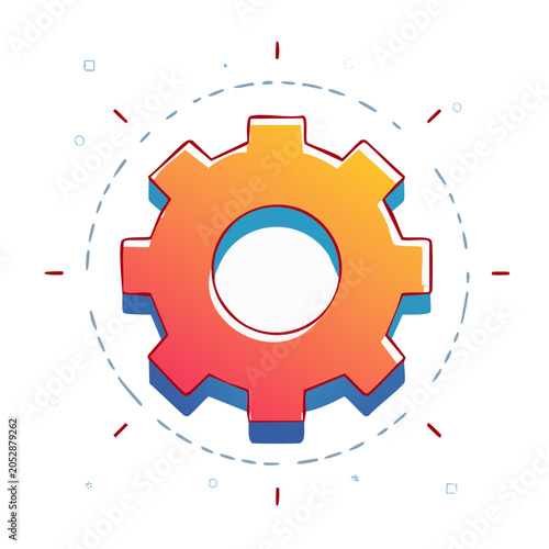 Colorful flat design gear icon
