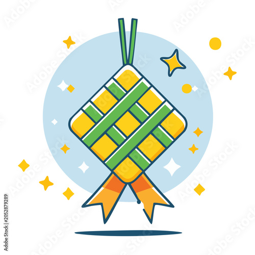 Colorful kite illustration with stars
