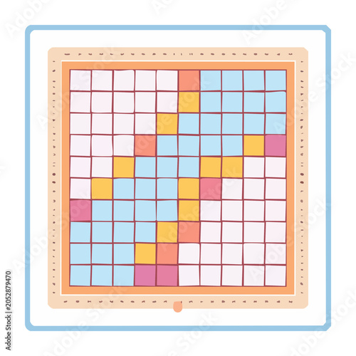 Pixel Art Grid with Colorful Blocks