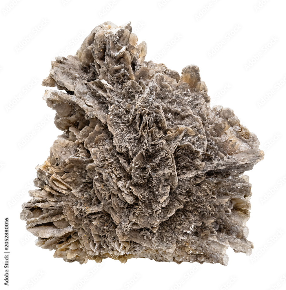 Obraz premium raw gray desert rose calcite cutout on white background