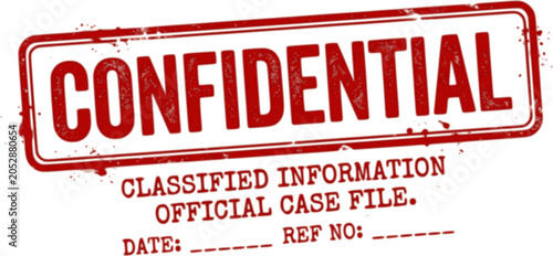 Confidential red ink rubber stamp sign symbol grunge effect vector illustration design confidential case investigation tampon classified private secret information