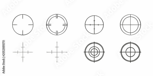 Bild auf Leinwand Target crosshair icons black lines on a white background