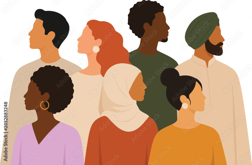 Fototapeta premium Diverse People Portrait Inclusion And Equality Illustration