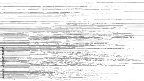 Photography Glitch distorted digital noise pattern with horizontal lines and pix-elated text