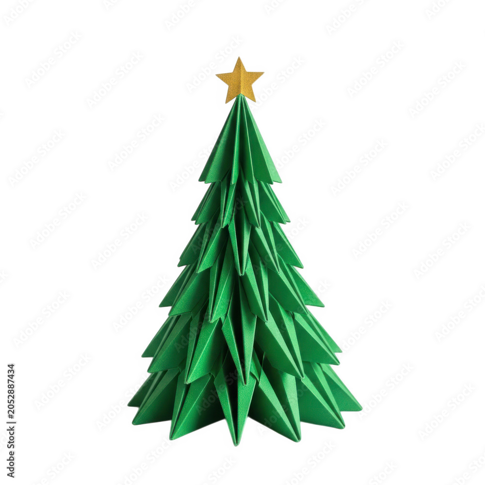 Obraz premium Green Christmas tree decoration with light on top isolated on white isolated on transparent background