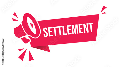 Megaphone with settlement ribbon banner vector illustration on a white background speaker announcement resolution agreement deal accord graphic design red