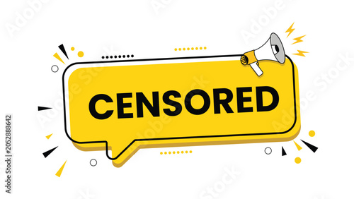 Konstfotografi Censored speech bubble with megaphone a vector illustration in yellow and black