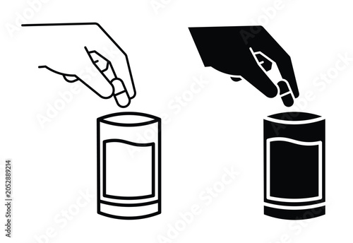 Foto Hand Dropping Pill Into Container Silhouette Black And White Graphic fingers tab