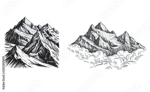 abstract mountain natural hill and vector silhouette