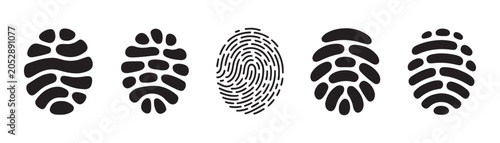 Foto Abstract fingerprint icons set isolated on transparent background biometric scan identification marks
