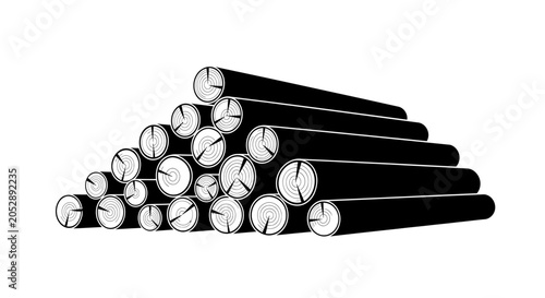 Photos Stacked Logs Silhouette Against White Background Black And White Illustration