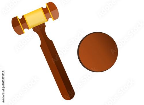 Wooden Judge Gavel on White Background