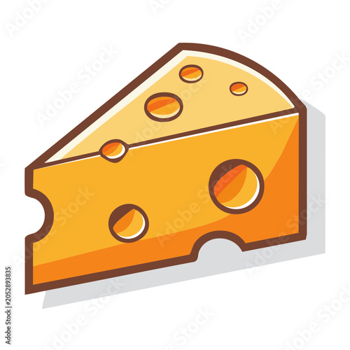 Slice of cheese with holes, flat design illustration