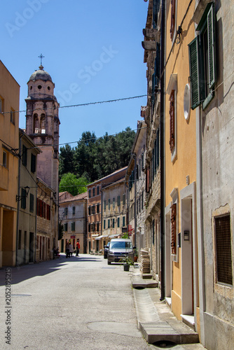 Street with historical architecture in Skradin town in Croatia