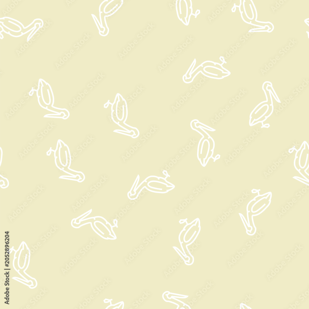 Obraz premium pelican bird vector line seamless pattern pelican bird sign illustration