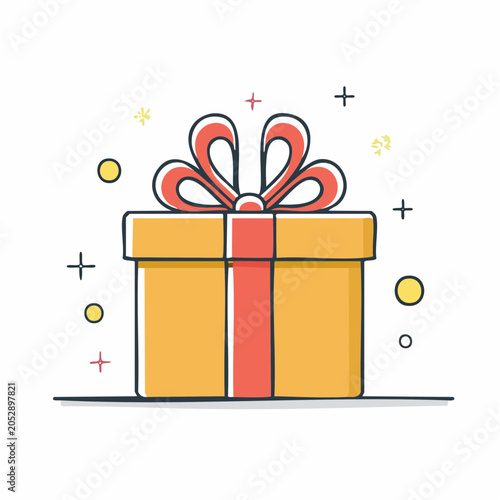 Gift Box with Ribbon and Confetti